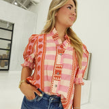 Beaufort Printed Top - Rust Pink
