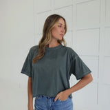 Boxy Acid Wash Tee - Ash Jade