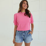 Verna Puff Sleeve Top - Pink