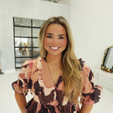 Bryson Peplum Top - Brown Combo