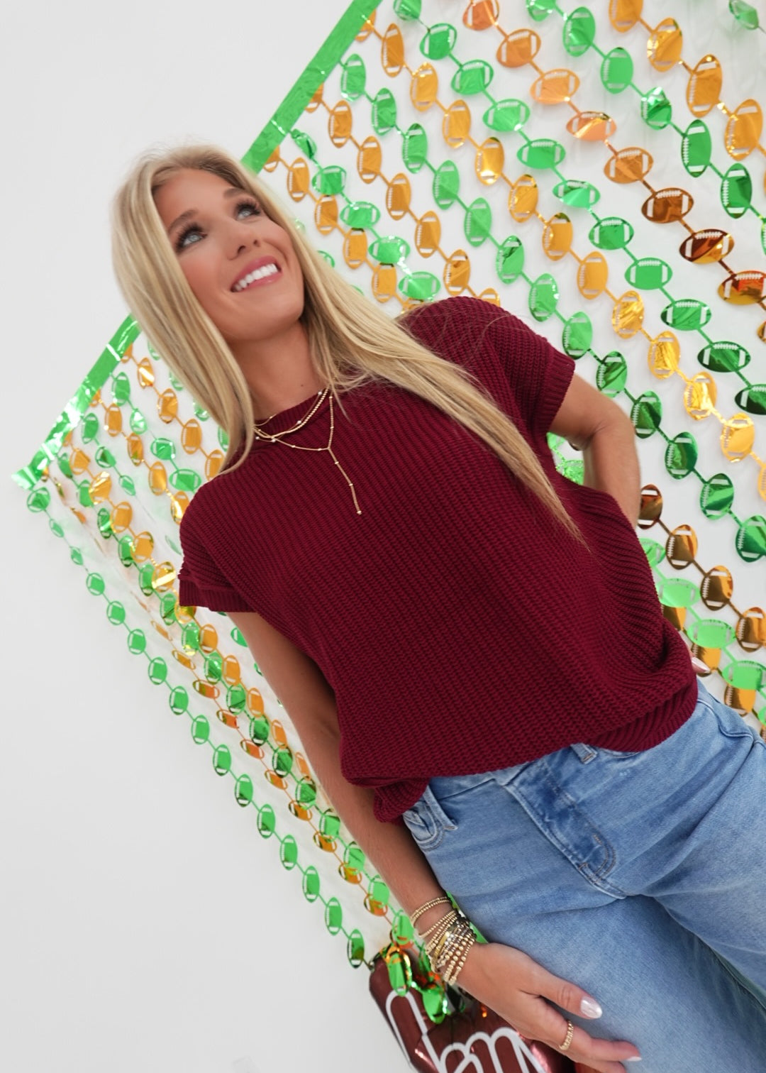 Can't Go On Sweater Top - Maroon