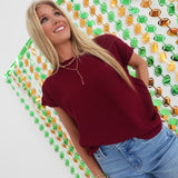 Can't Go On Sweater Top - Maroon