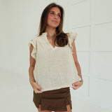 Felina Ruffle Top - Khaki