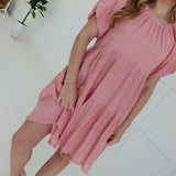 Ada Textured Dress - Coral