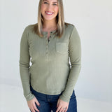 Take A Hint Ribbed Knit Top - Olive *CM