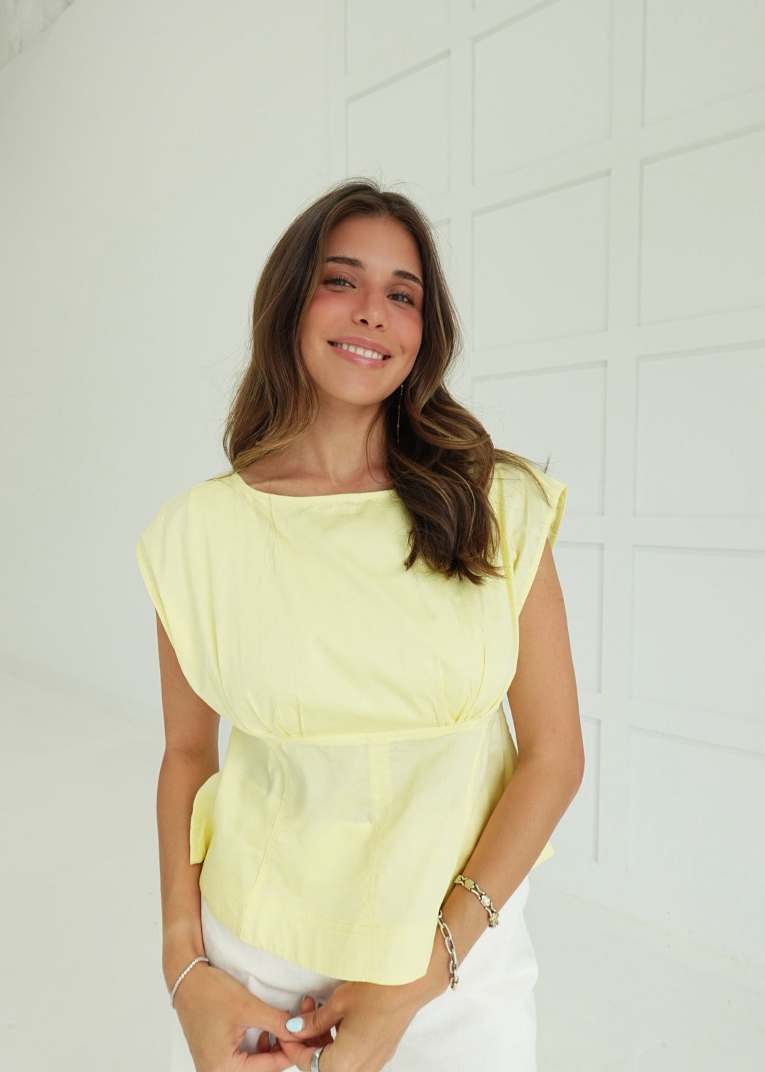 Porter's Peplum Top - Lemon
