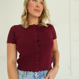 Swing of Things Cardi Top - Burgundy