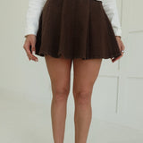 Indie Flared Mini Skirt - Brown