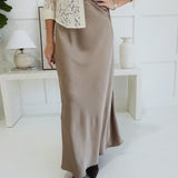 Elegant Evenings Maxi Skirt - Mocha