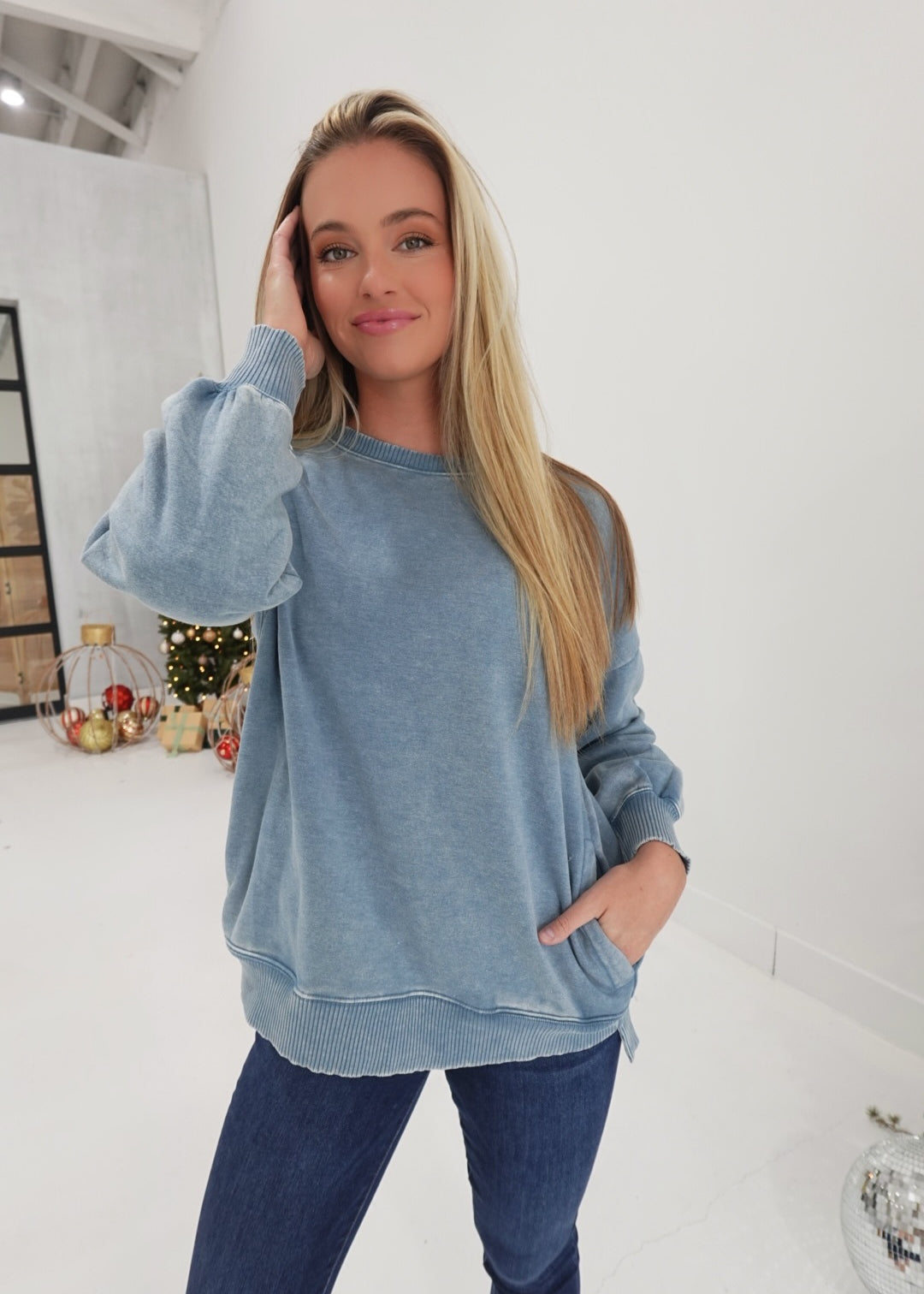 Easier Said Pullover - Blue Grey