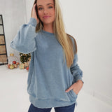 Easier Said Pullover - Blue Grey