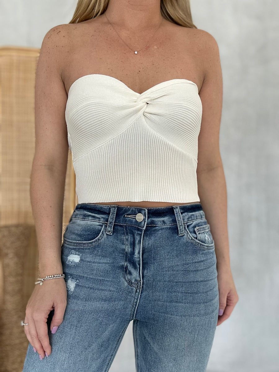 The Strut Cropped Tube Top - Ivory