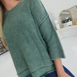 Washed + Worn Sweater - Hunter Green