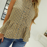 Briar Plaid Top - Camel
