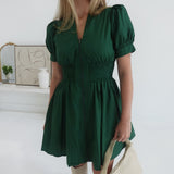 Inquiring Smock Waist Dress - Green