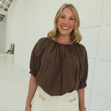 Close Call Blouse - Brown