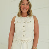 Rue Denim Vest - Cream