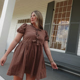 Dalton Babydoll Dress - Brown