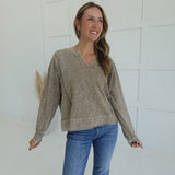 Micah Exposed Seam Top - Tan