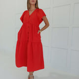 Justine Midi Dress - Red