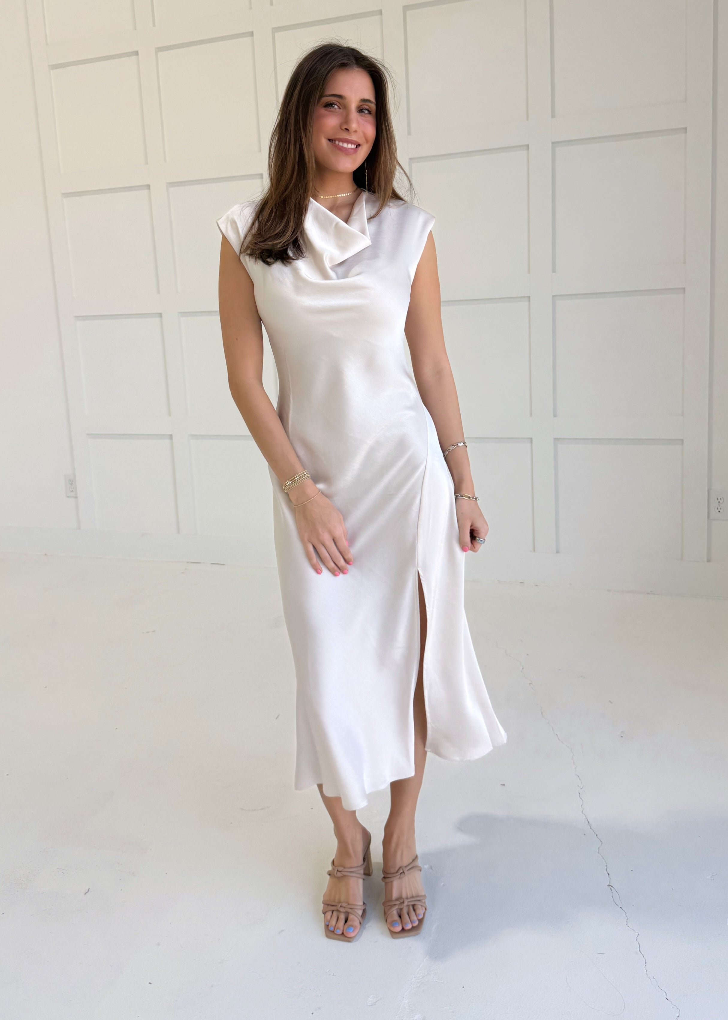 The Night Away Midi Dress - Cream