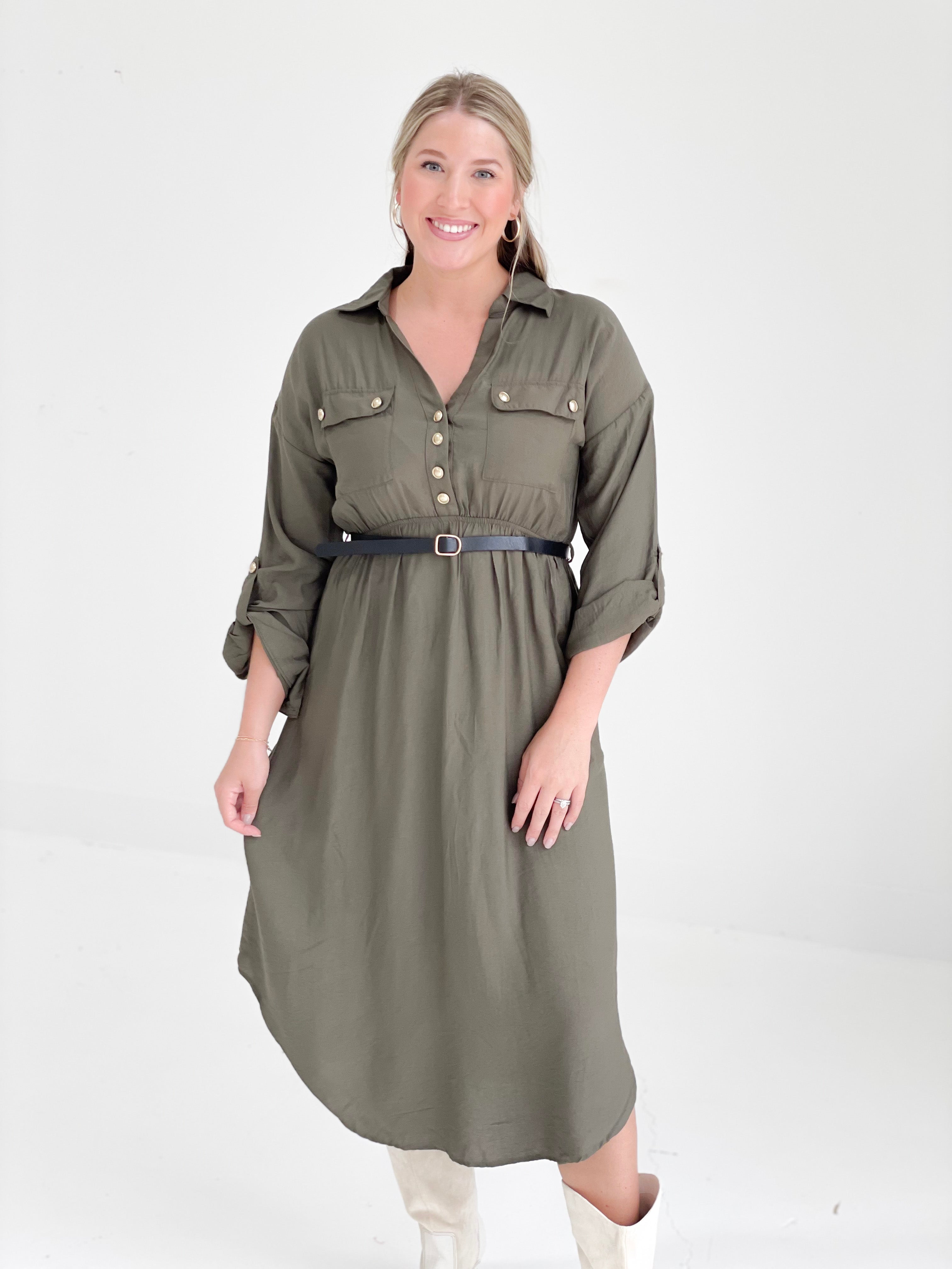 To My Core Dress - Olive