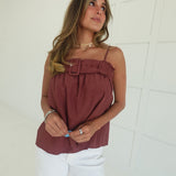 Buckle Down Top - Marsala