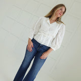 Harding Eyelet Belted Top - White