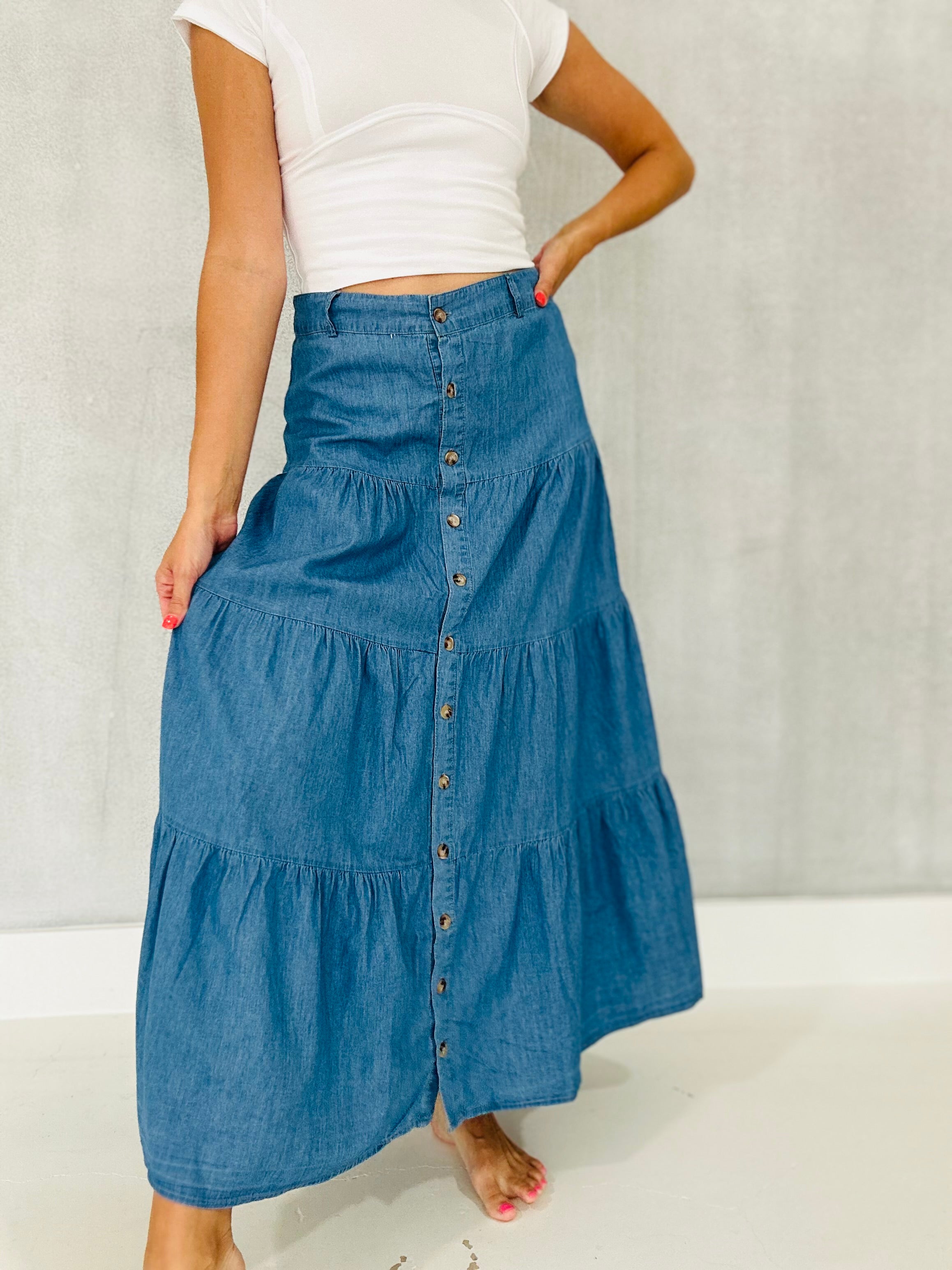 Collin Denim Maxi Skirt