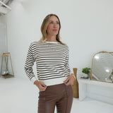 Blake Striped Sweater -Crm/Brwn