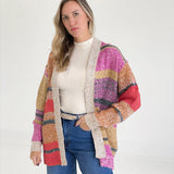 Hudson Cardigan - Fuchsia/Mustard