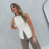 Charsie Sweater Vest Top - Cream