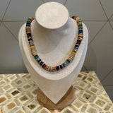 Wooden Bead Necklace - Gold/Mint