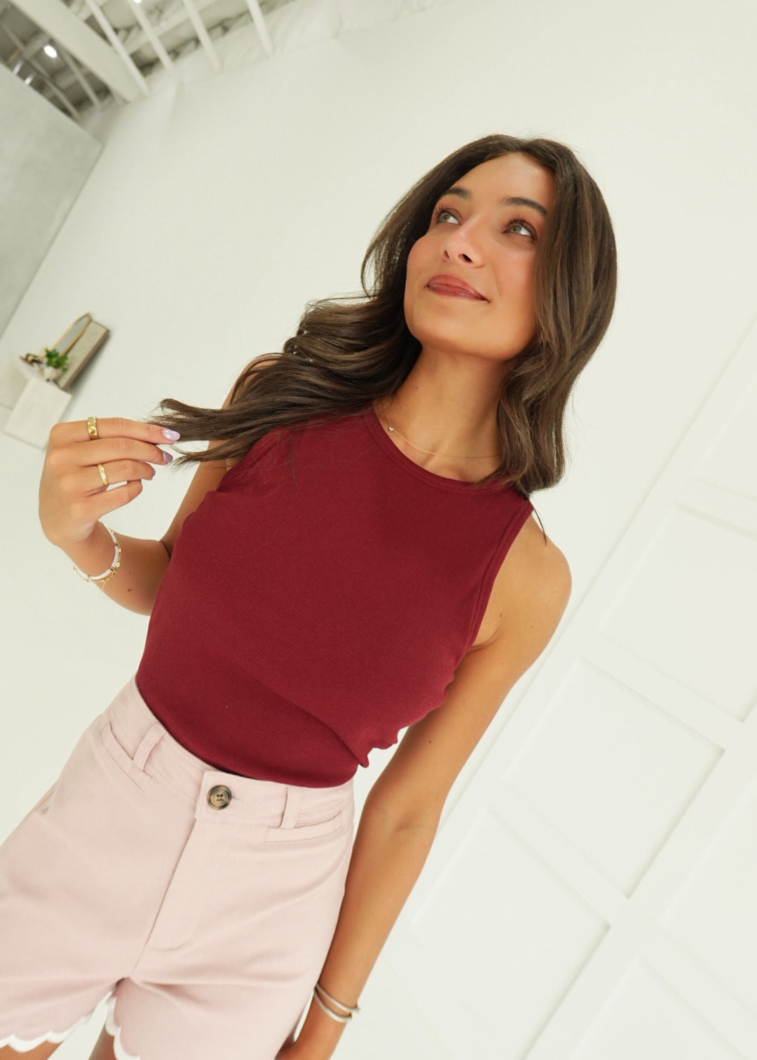 Essential Binding Bra Tank - Garnet Rust