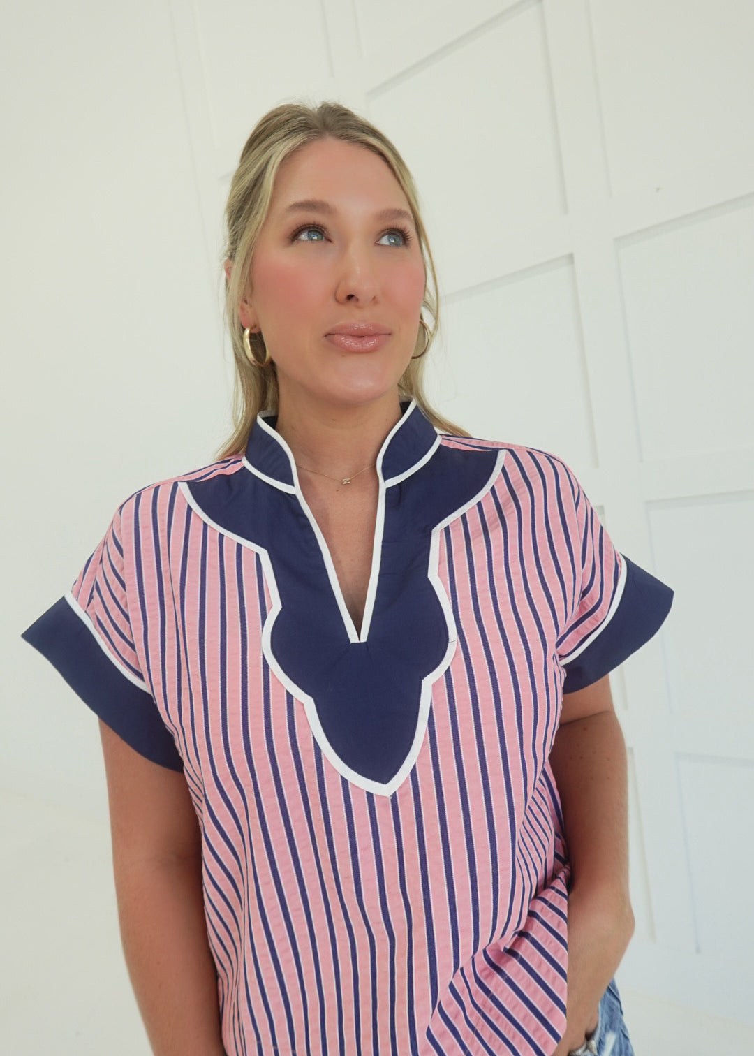 Hemingway Striped Top - Coral