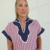Hemingway Striped Top - Coral