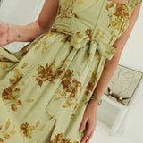 Enchanted Midi Dress - Taupe Multi
