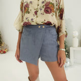 Suede Overlap Skort - Stone