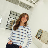 Falling for Casual Tee - Off White/Blue