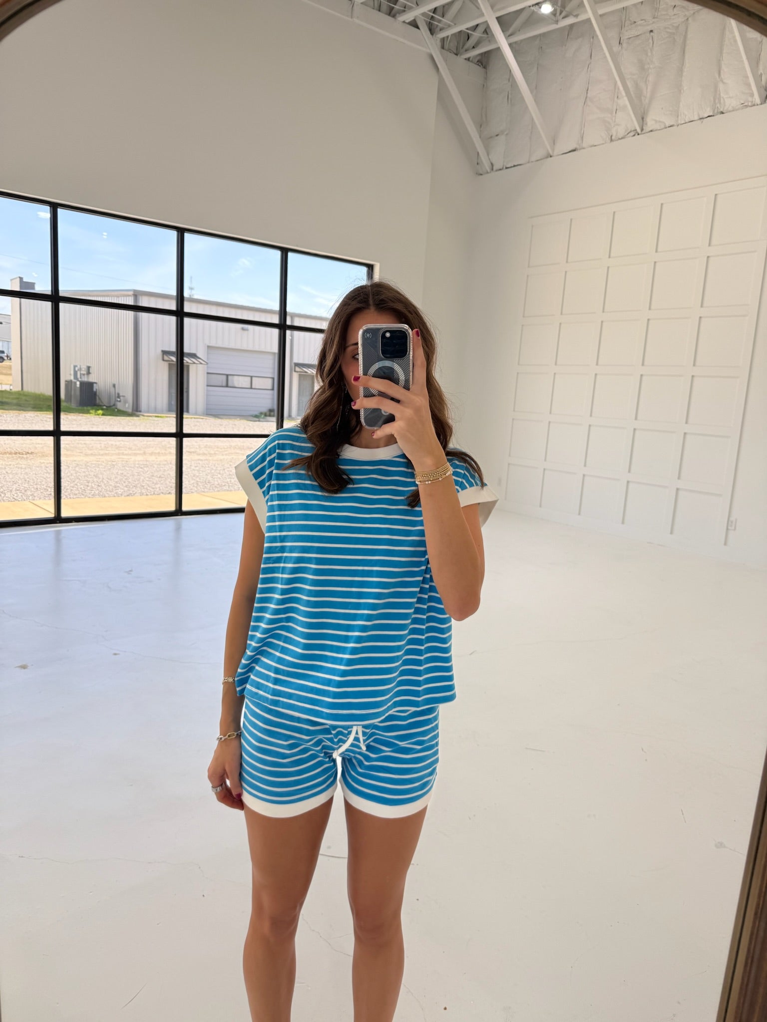 Breezy Striped Set - Deep Sky