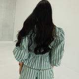 Ginny Striped Set - Mint/Brown
