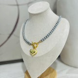 Two-Tone Heart Toggle Necklace