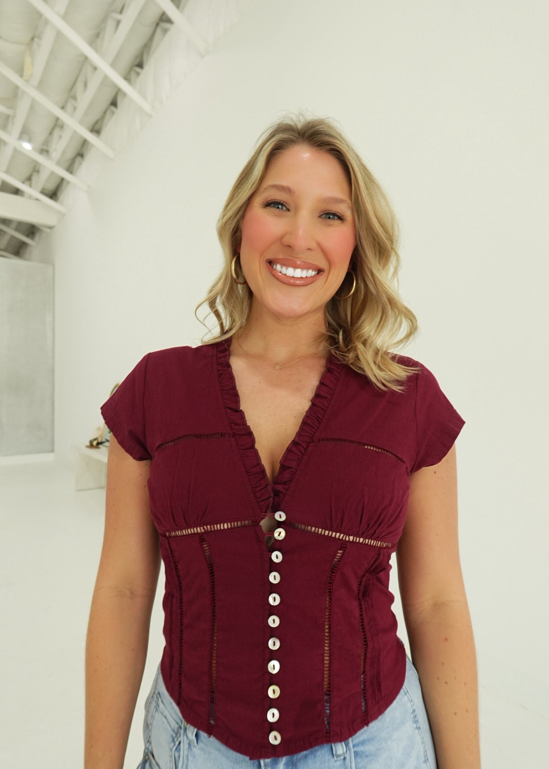 Mystic Panel Top - Burgundy