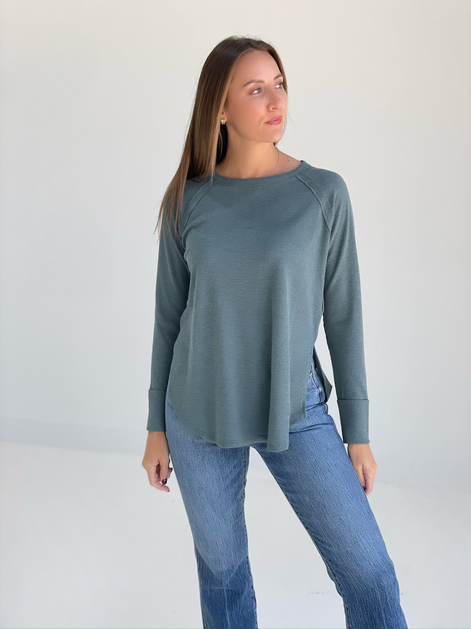 Baby Waffle Top - Ash Jade