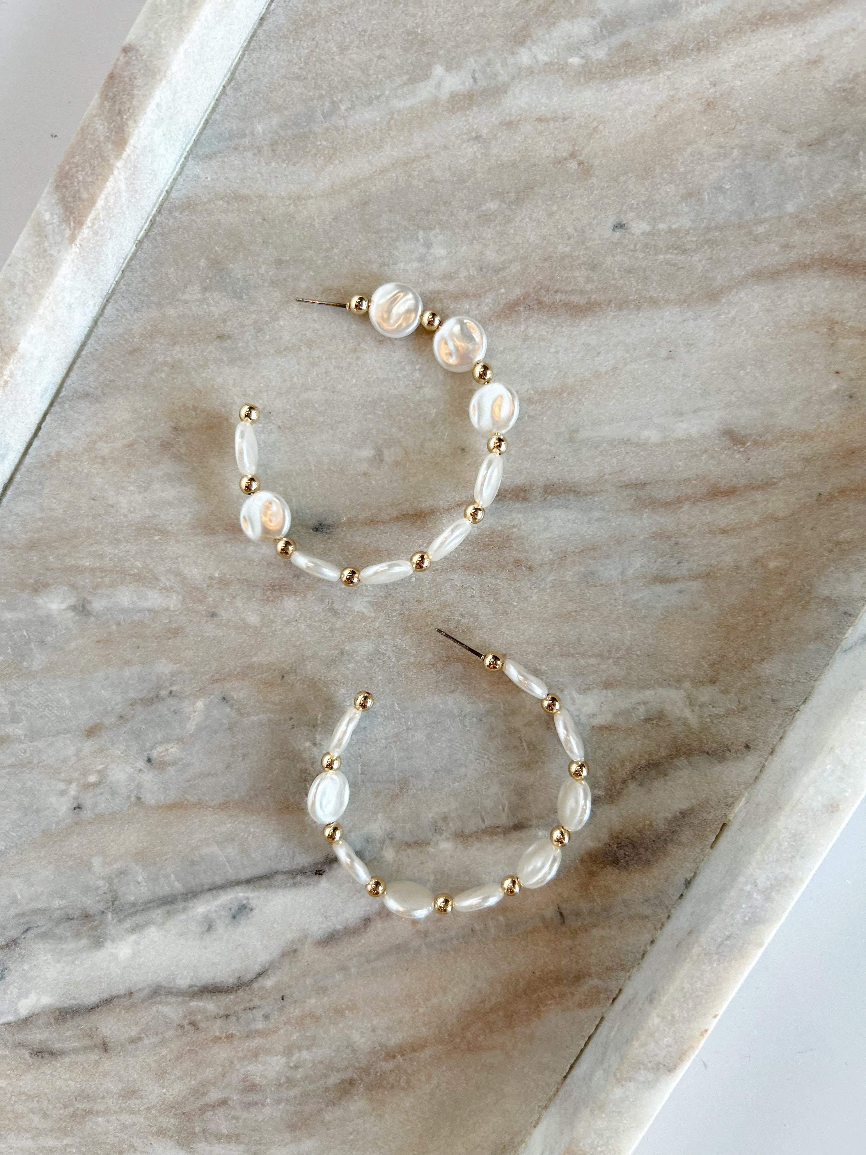 Pearl Beaded Hoops