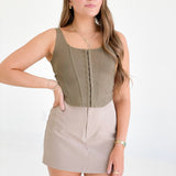 Dot Your Eyes Corset Top - Olive