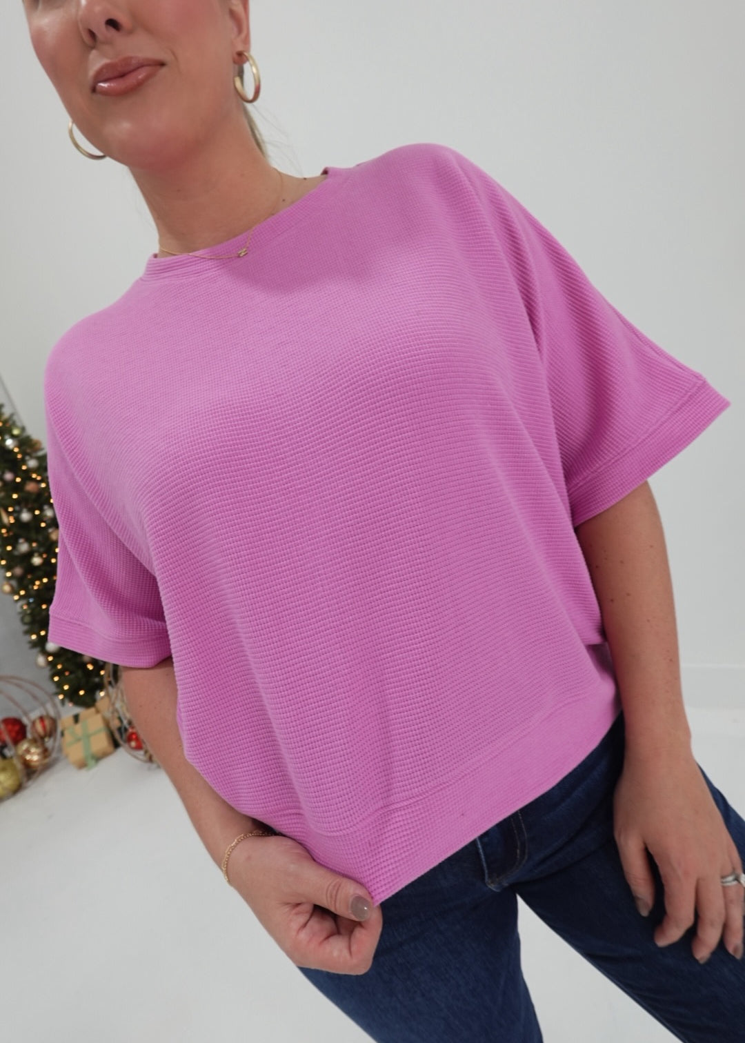 Double Down Banded Top - Candy Pink