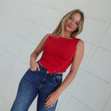 Mash Up Asymmetrical Top - Red