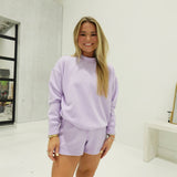 Essentials Mock Neck Short Set - Lilac