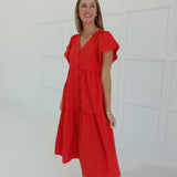 Justine Midi Dress - Red
